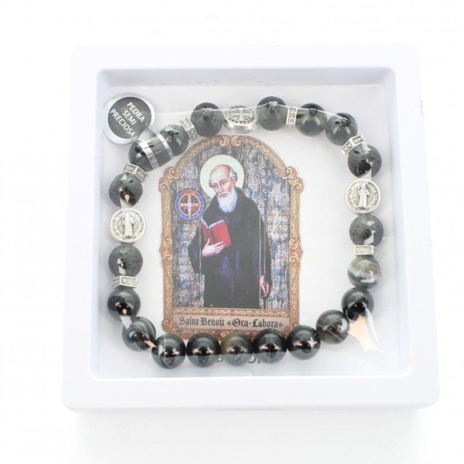 Palais du Rosaire Bracelet Fantaisie | Bracelet De Saint Benoit En Pierres Semi-Precieuses