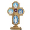 Palais du Rosaire Crucifix Bois | Crucifix De Table Bois D'Olivier Avec Medailles Des 4 Chemins De 22 Cm