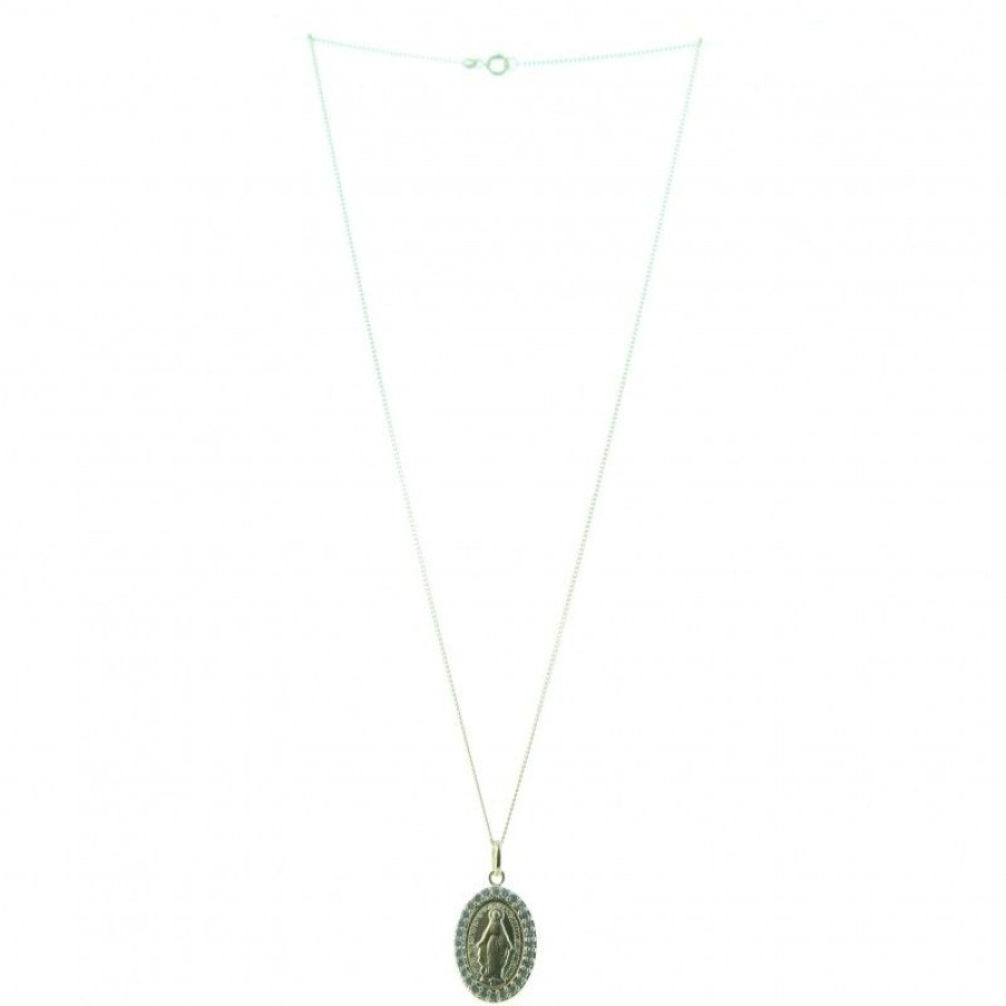 Palais du Rosaire Collier En Plaque Or | Parure Plaque Or, Chaine Et Medaille Miraculeuse 25Mm