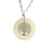 Palais du Rosaire Collier Fantaisie | Chaine Et Pendentif Rond En Nacre Avec Arbre De Vie