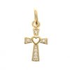 Palais du Rosaire Medaille Et Croix Plaque Or | Pendentif Croix Plaque Or Avec Strass Et Coeur Ajoure 12 Mm