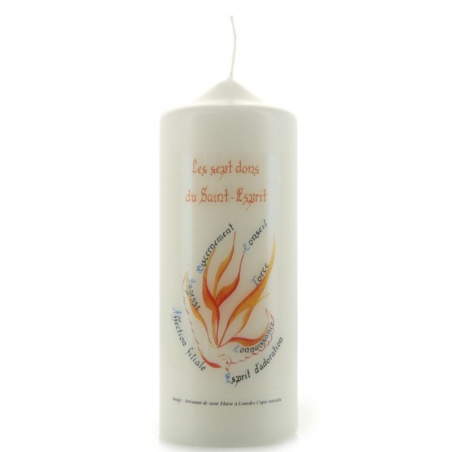 Palais du Rosaire Bougie Decorative | Bougie Blanche Pour Confirmation Avec Citations Religieuses 15X6Cm