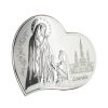 Palais du Rosaire Cadre Religieux | Cadre En Forme De Coeur De L'Apparition De Lourdes En Metal Argente 21X17Cm