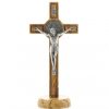 Palais du Rosaire Crucifix Bois | Crucifix De Saint Benoit En Bois D'Olivier 21 Cm
