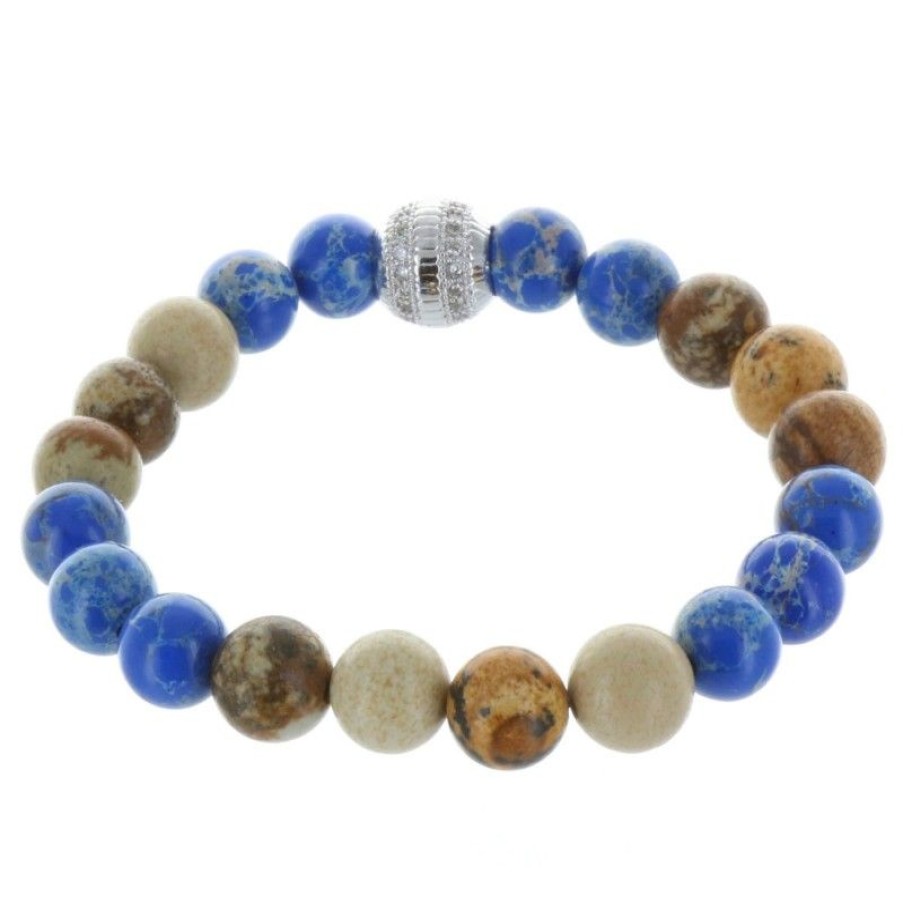 Palais du Rosaire Bracelet Fantaisie | Bracelet Fantaisie En Pierres Veritables Bleu Et Marron