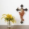 Palais du Rosaire Crucifix Bois | Crucifix Christ Ressuscite En Resine Coloree 22Cm