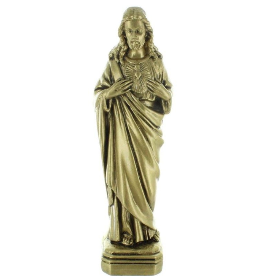 Palais du Rosaire Statue Pour Exterieur | Statue Du Sacre Coeur De Jesus Pour L'Exterieur Couleur Bronze 30Cm