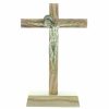 Palais du Rosaire Crucifix Bois | Crucifix Sur Socle En Bois D'Olivier Avec Le Christ En Bronze 13,5Cm