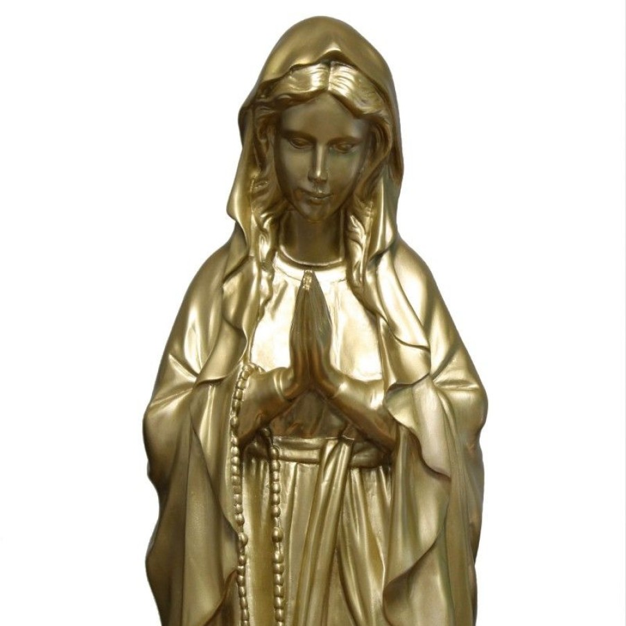 Palais du Rosaire Statue De Grande Taille | Statue De La Vierge Marie Doree En Resine 68Cm