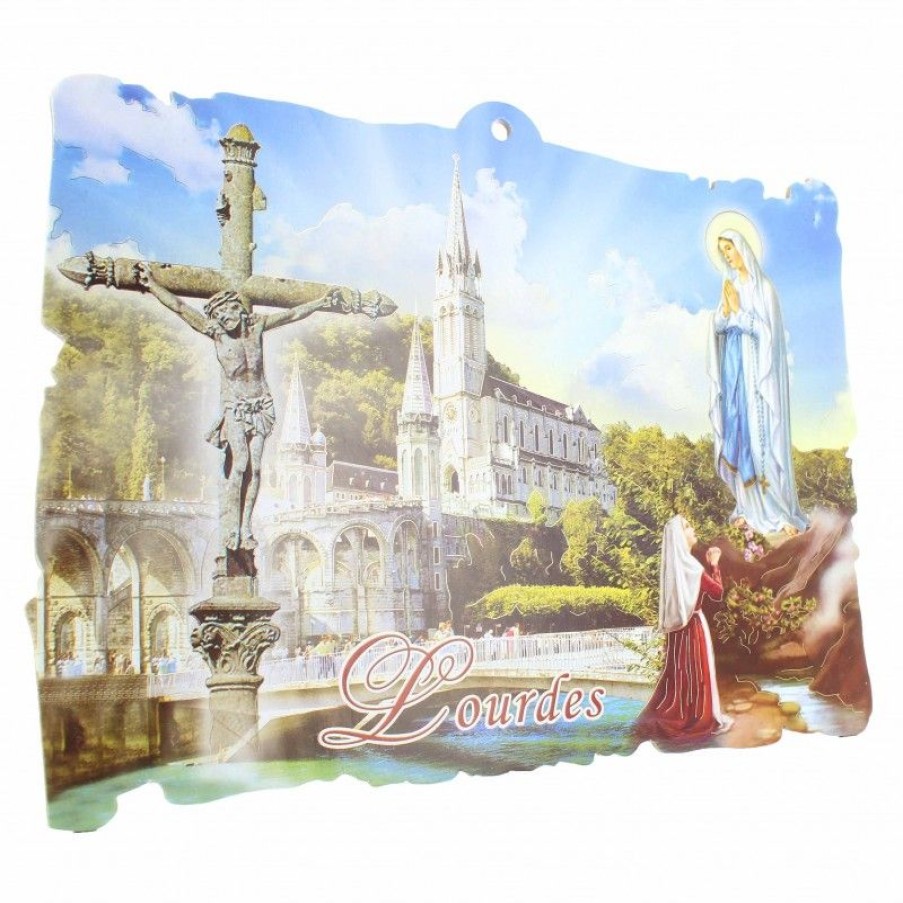 Palais du Rosaire Cadre Religieux | Plaquette En Bois De L'Apparition 20X30 Cm