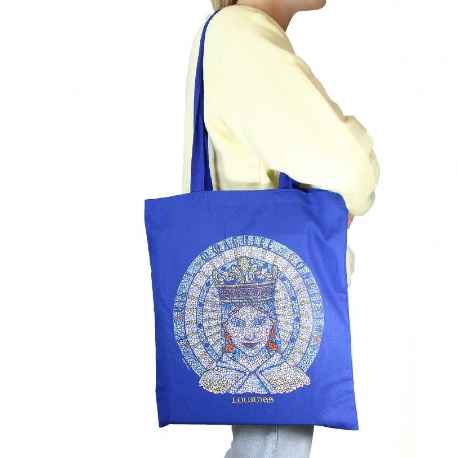 Palais du Rosaire Porte&Feuille | Tote Bag Bleu De La Vierge De Lourdes En Mosaique