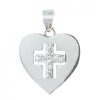Palais du Rosaire Medaille Et Croix Argent | Medaille Argent En Forme De Coeur Avec Une Croix En Strass