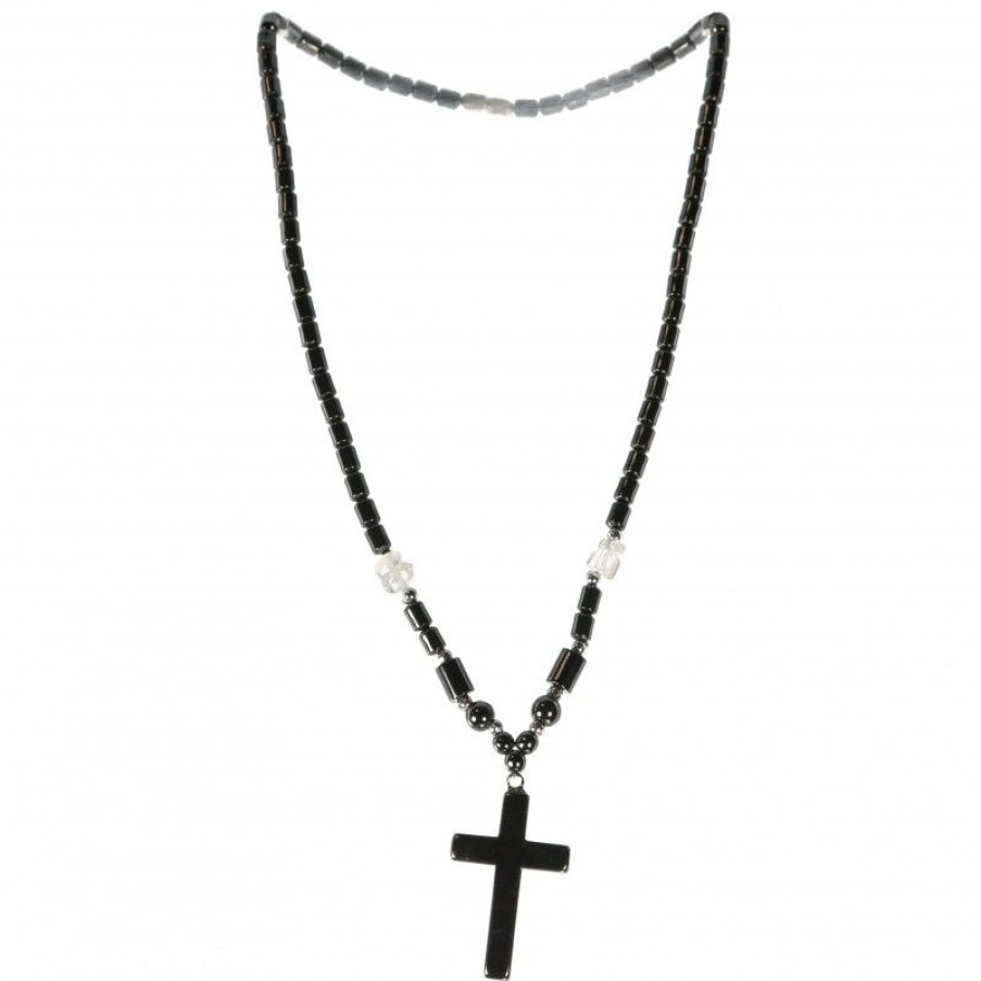 Palais du Rosaire Chapelet Pierre | Collier Hematite Avec Pendentif Croix Avec Strass