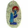 Palais du Rosaire Cadre Religieux | Medaillon De La Vierge A L'Enfant En Bronze Emaille 10,5Cm