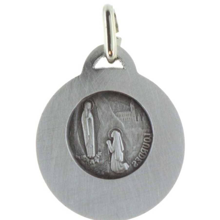 Palais du Rosaire Medaille Et Croix Metal | Medaille De Sainte Bernadette Bergere En Metal Argente