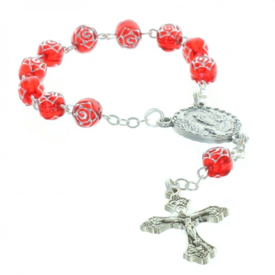 Palais du Rosaire Chapelet Dizainier | Chapelet Dizainier De Lourdes Grains En Forme De Rose Et Coeur Apparition De Lourdes