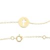 Palais du Rosaire Bracelet Plaque Or | Bracelet Plaque Or 16 Cm Avec Medaille Ronde Croix Ajouree