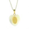 Palais du Rosaire Collier Fantaisie | Parure Avec Pendentif Medaille Miraculeuse Sur Coeur Nacre 20Mm Et Chaine Doree