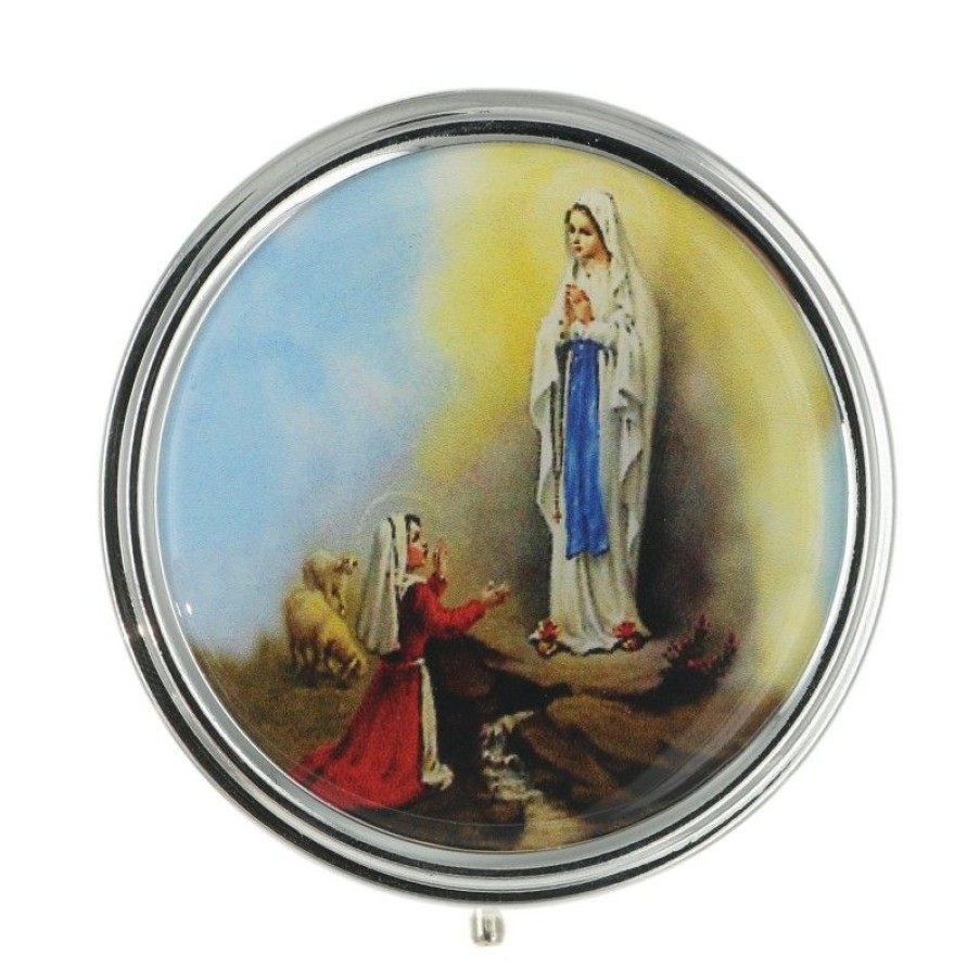 Palais du Rosaire Custode | Custode Argentee Decoree De L'Apparition De Lourdes 6Cm