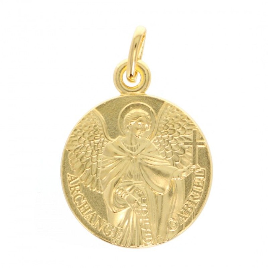 Palais du Rosaire Medaille Et Croix Plaque Or | Medaille De Saint Gabriel En Plaque Or De 16 Mm