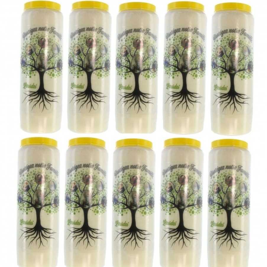 Palais du Rosaire Bougie Neuvaine | Lot De 10 Bougies Neuvaine Arbre De Vie Protecteur 17,5Cm