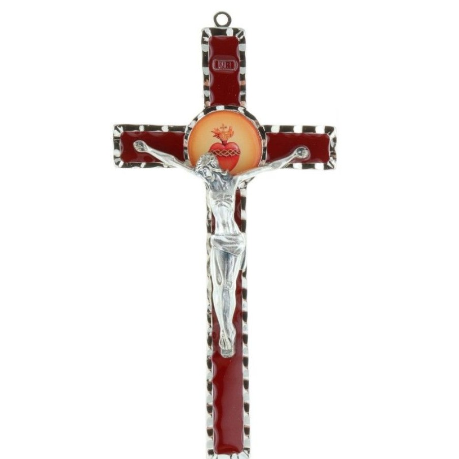 Palais du Rosaire Crucifix Metal | Crucifix Metal Du Sacre Coeur De Jesus 17 Cm